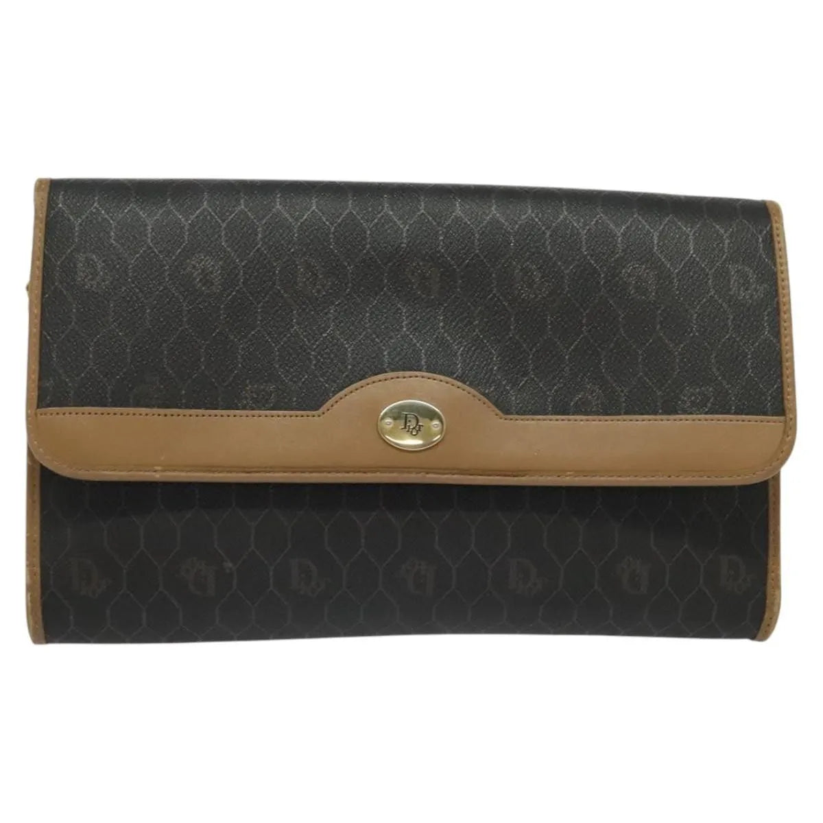 Christian Dior Vintage Honeycomb chain Canvas, Black, Canvas, Shoulder Bag