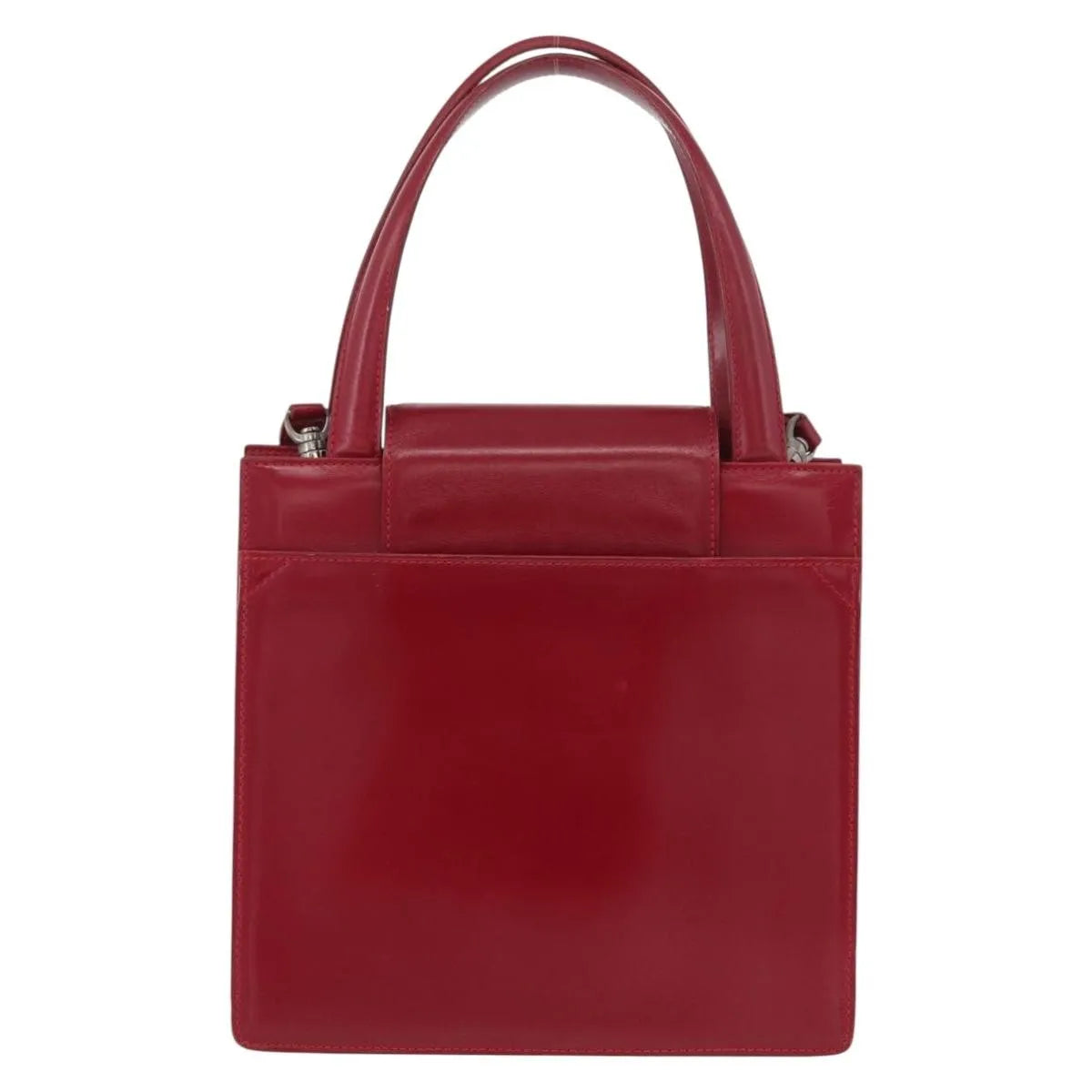 Bvlgari Top Handle Leather, Red, Leather, Handbag
