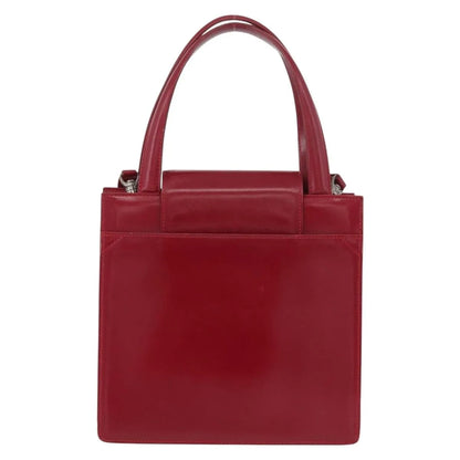 Bvlgari Top Handle Leather, Red, Leather, Handbag