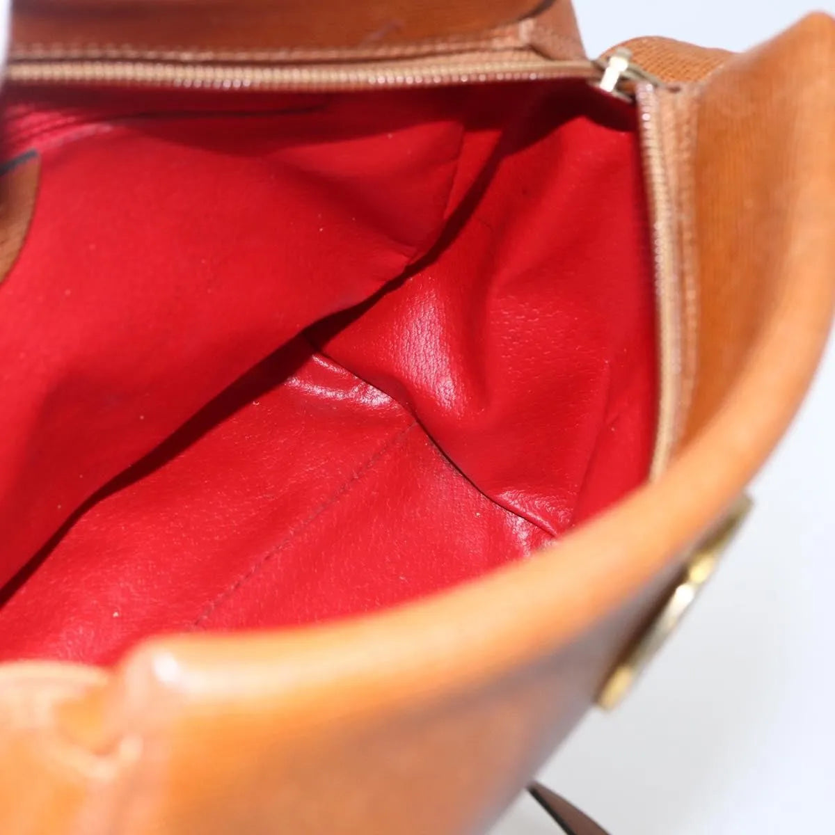 Celine Vintage Circle Logo Leather, Brown, Leather, Shoulder Bag