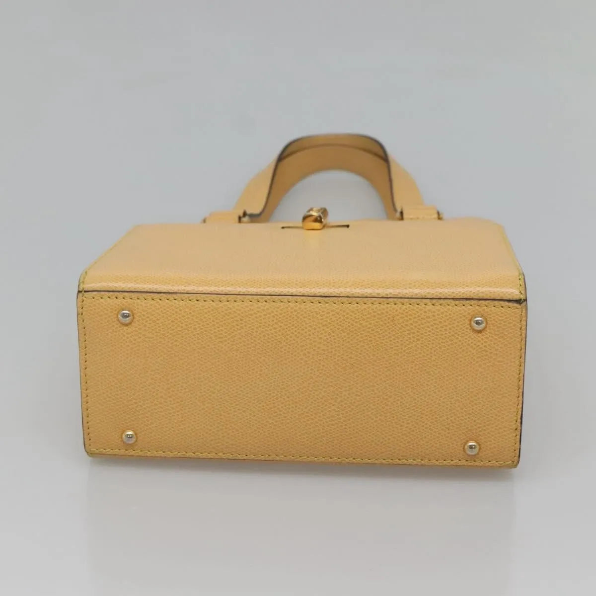 Celine Vintage Turnlock Leather, Yellow, Leather, Handbag