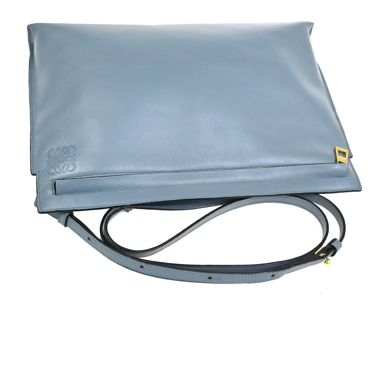 Loewe T Messenger Leather, Blue, Leather, Shoulder Bag