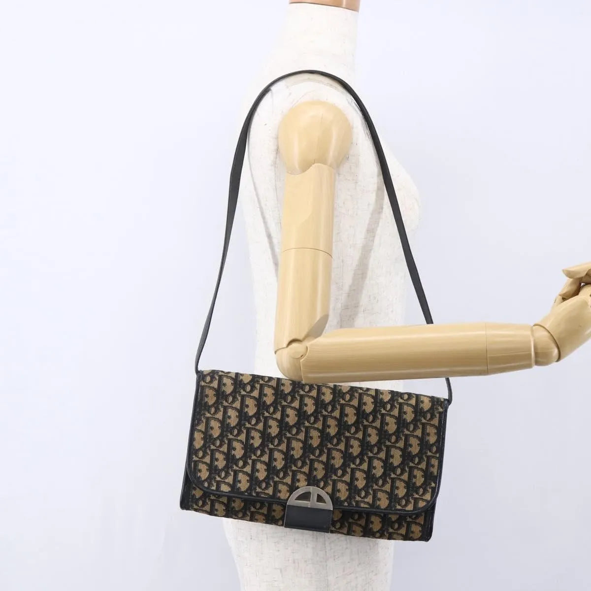 Christian Dior Vintage Trotter Canvas, Navy, Canvas, Shoulder Bag