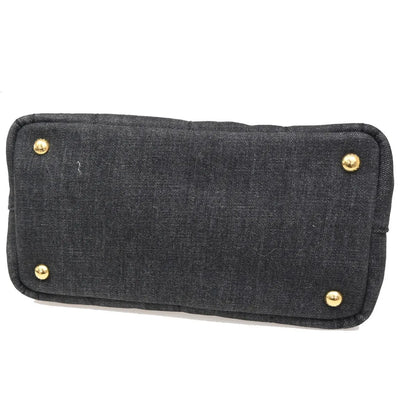 Prada Canapa Convertible Tote Denim, Black, Denim, Tote Bag