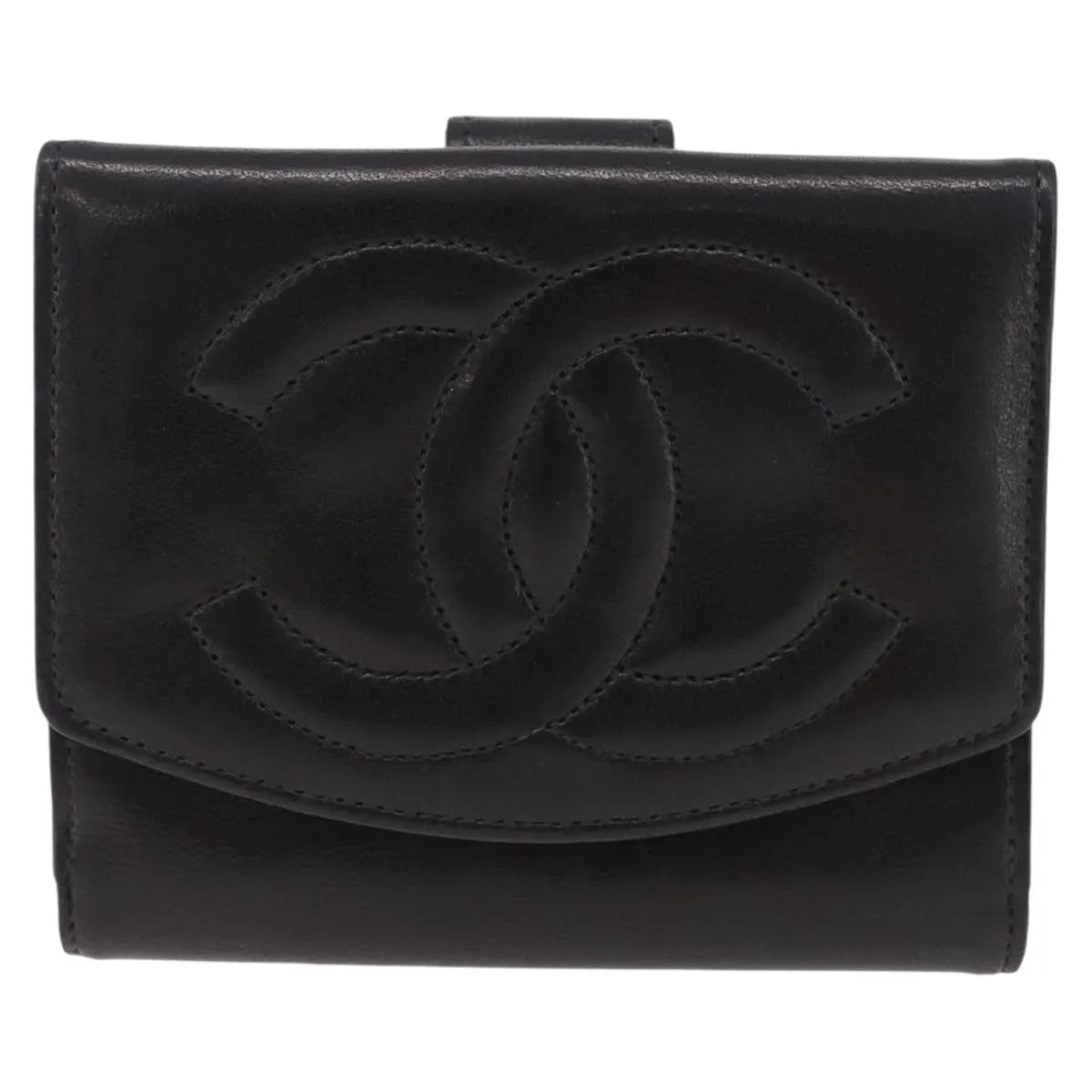 Chanel Vintage Timeless Bifold Lambskin, Black, Leather, Wallet