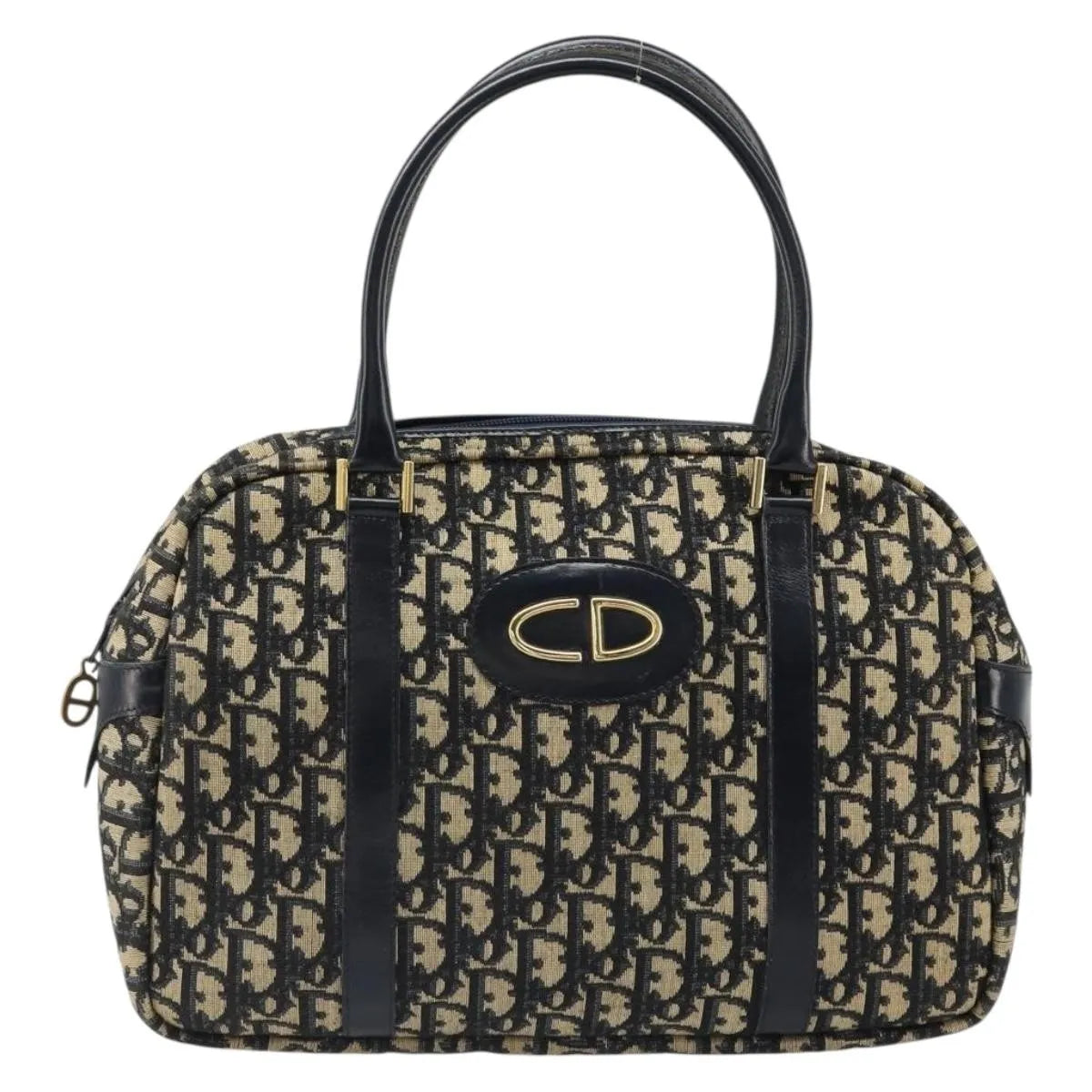 Christian Dior Vintage Trotter Boston Diorissimo Canvas, Navy, Canvas, Handbag