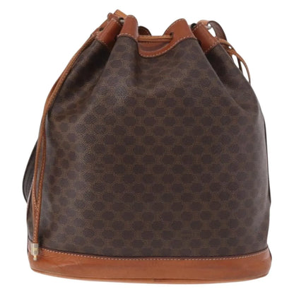 Celine Macadam Bucket Bag Canvas and Leather, Brown, PVC, Crossbody Bag