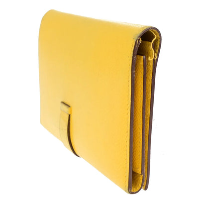 Hermes Bearn Trifold Epsom, Yellow, Leather, Wallet
