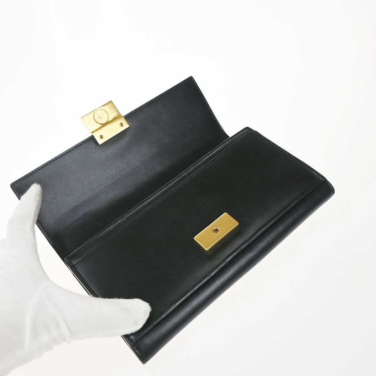 Saint Laurent Bellechasse Flap Leather, Black, Leather, Wallet