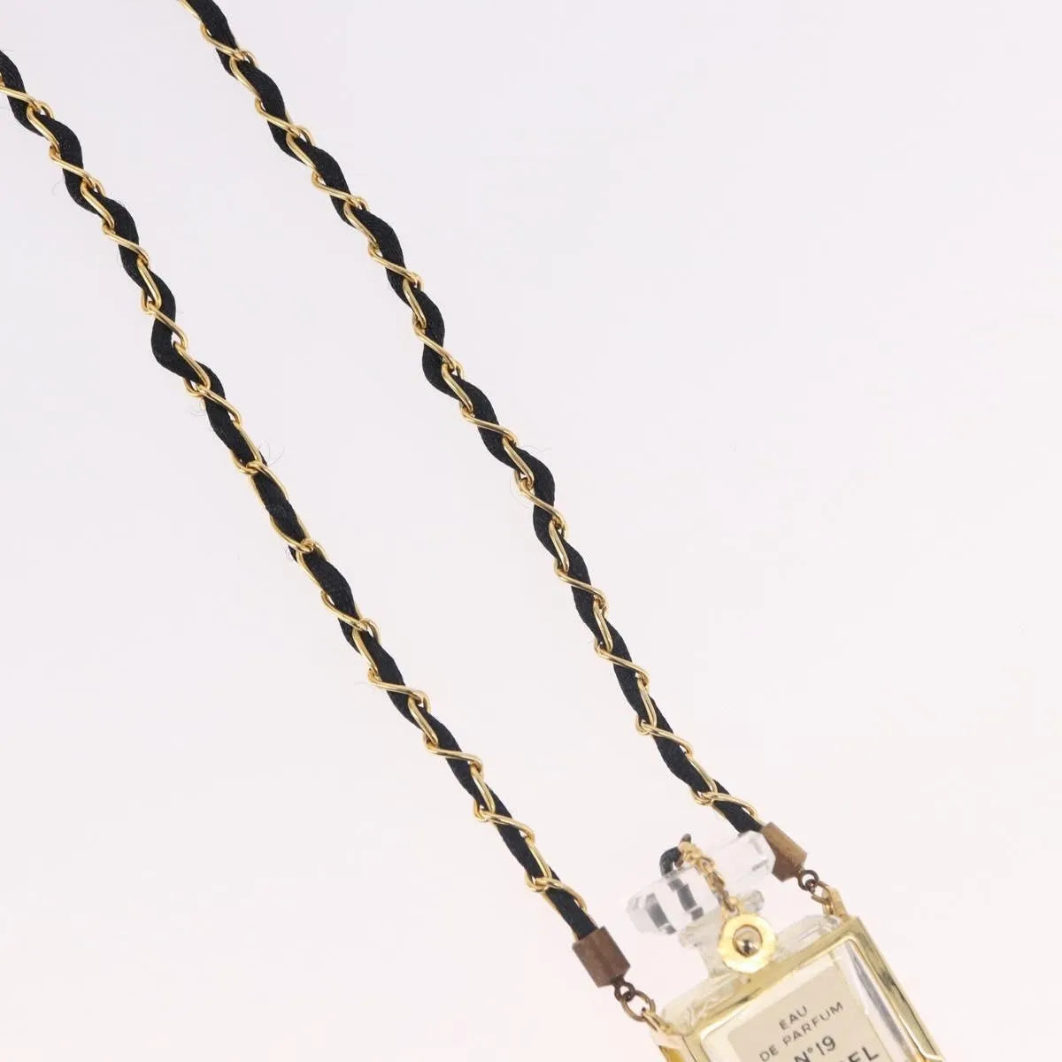 "Chanel CC Perfume Bottle Pendant Chain Long Metal with Leather, Crystals and Faux Pearl", Gold, Metal, Necklace