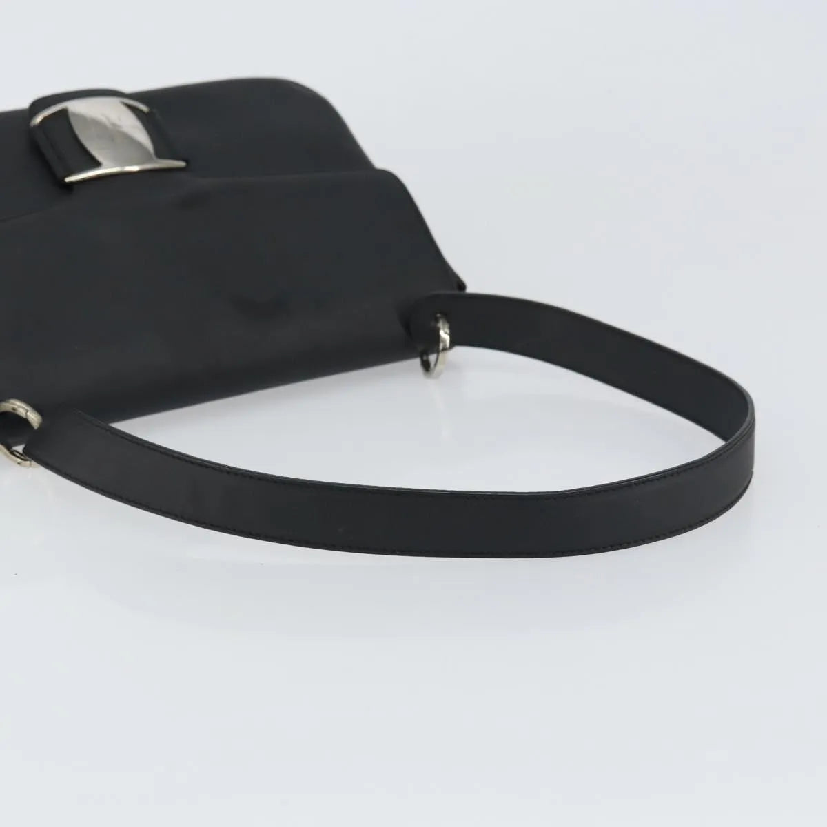 Salvatore Ferragamo Vala Leather, Black, Patent Leather, Shoulder Bag