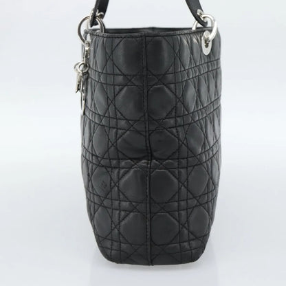 Christian Dior Vintage Lady Dior Tote Cannage Quilt Lambskin, Black, Leather, Tote Bag
