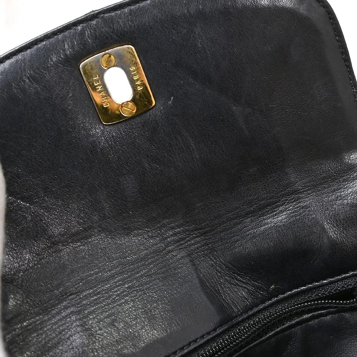 Chanel Vintage CC Flap Waist Quilted Leather, Black, Leather, Clutch