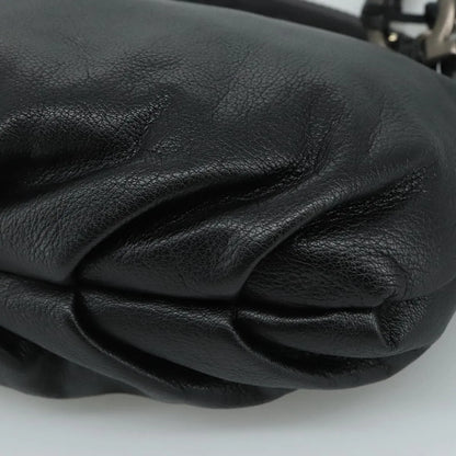 Salvatore Ferragamo Gancini Leather, Black, Leather, Handbag