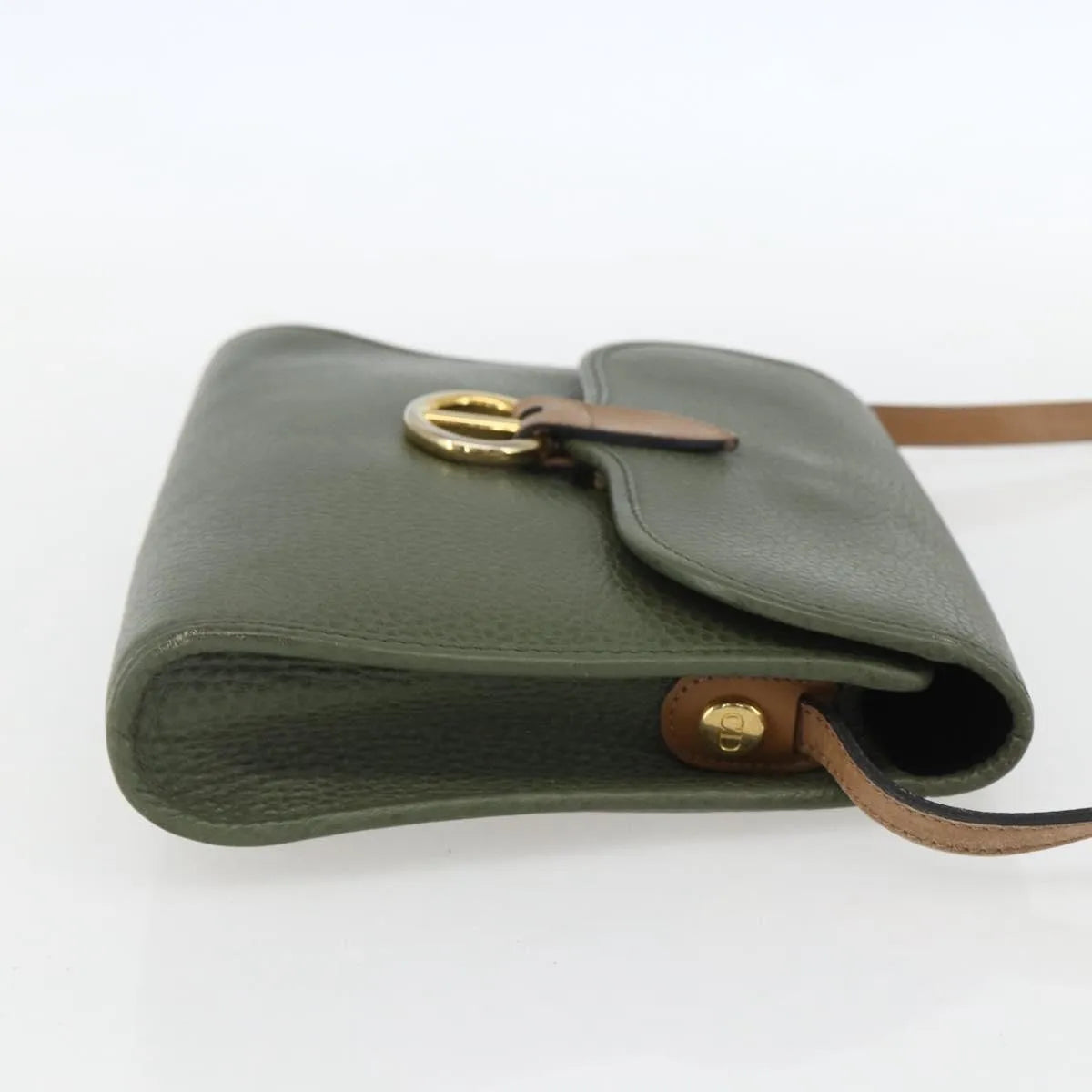 Christian Dior Vintage Leather, Khaki, Leather, Shoulder Bag