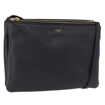 Celine Trio Leather, Black, Leather, Shoulder Bag
