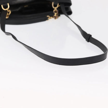 Salvatore Ferragamo W Chain Tote Leather, Black, Leather, Handbag