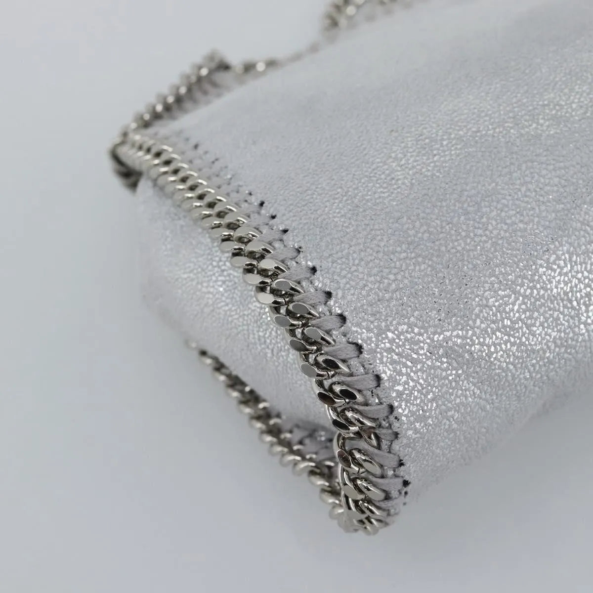 Stella McCartney Falabella Fold Over Faux Leather, Silver, Polyester, Shoulder Bag
