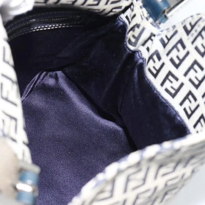 Fendi Zucchino Canvas Mamma Baguette canvas, Navy, Canvas, Shoulder Bag
