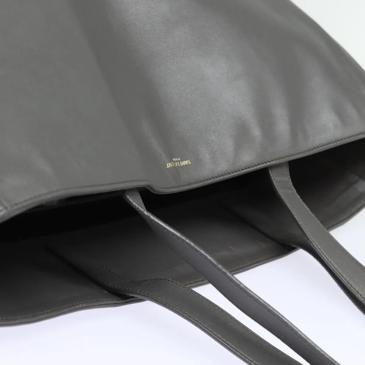 Saint Laurent Reversible North South Shopper Tote Leather, Gray, Leather, Tote Bag