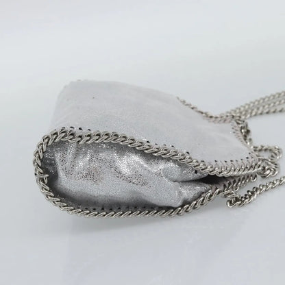 Stella McCartney Falabella Fold Over Faux Leather, Silver, Polyester, Shoulder Bag