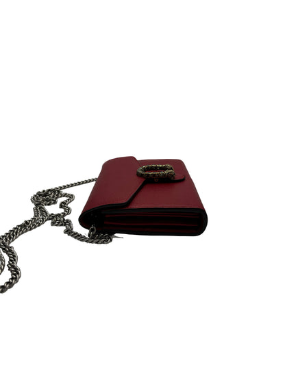 Gucci Dionysus chain Leather, Red, Leather, Wallet