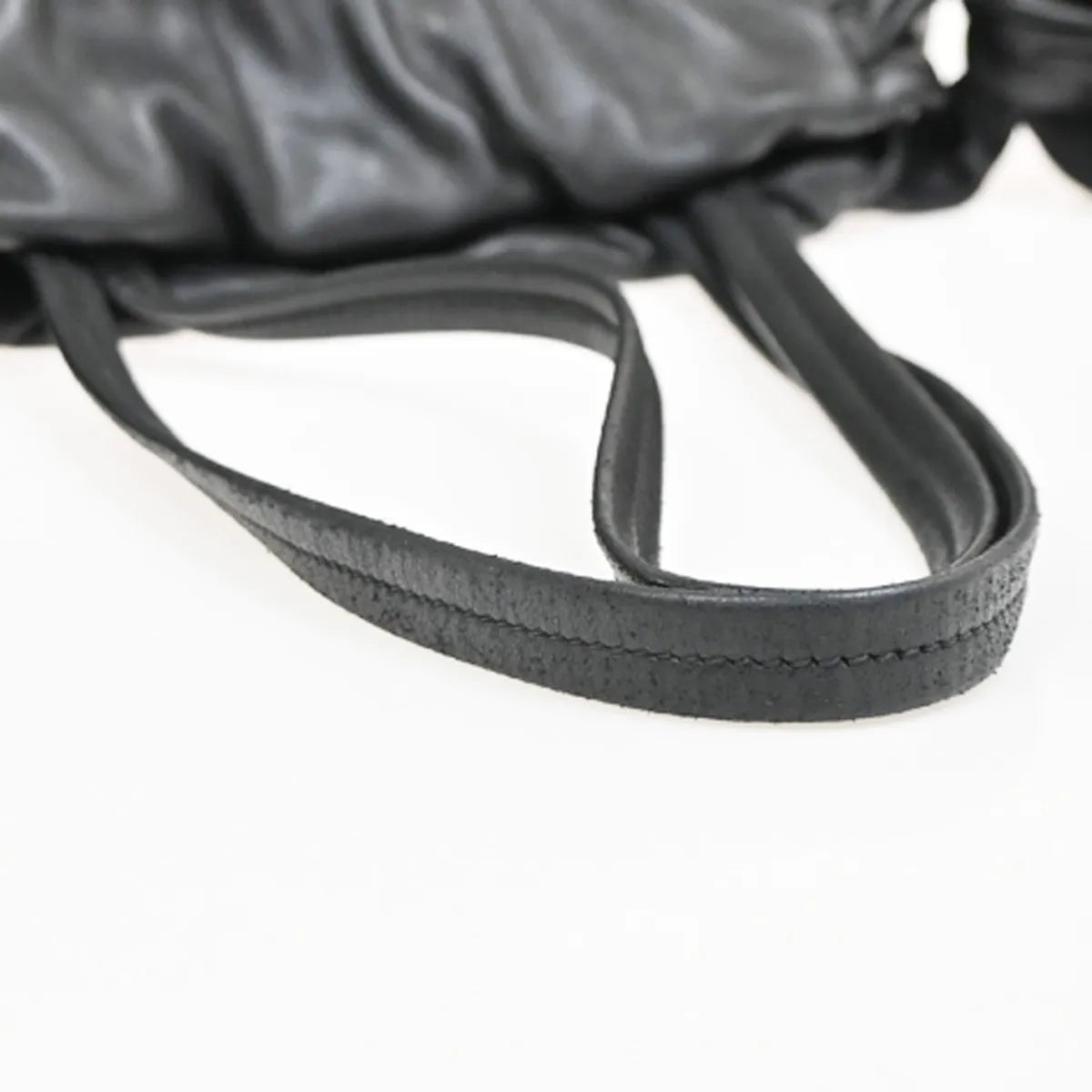 Prada Bow Tie Pleated Tote Leather, Black, Leather, Shoulder Bag
