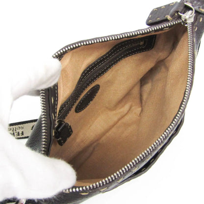 Fendi Vintage Selleria Zip Messenger Leather, Brown, Leather, Shoulder Bag
