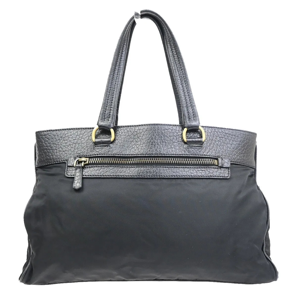 Prada Tessuto Tote nylon and leather, Black, Nylon, Handbag