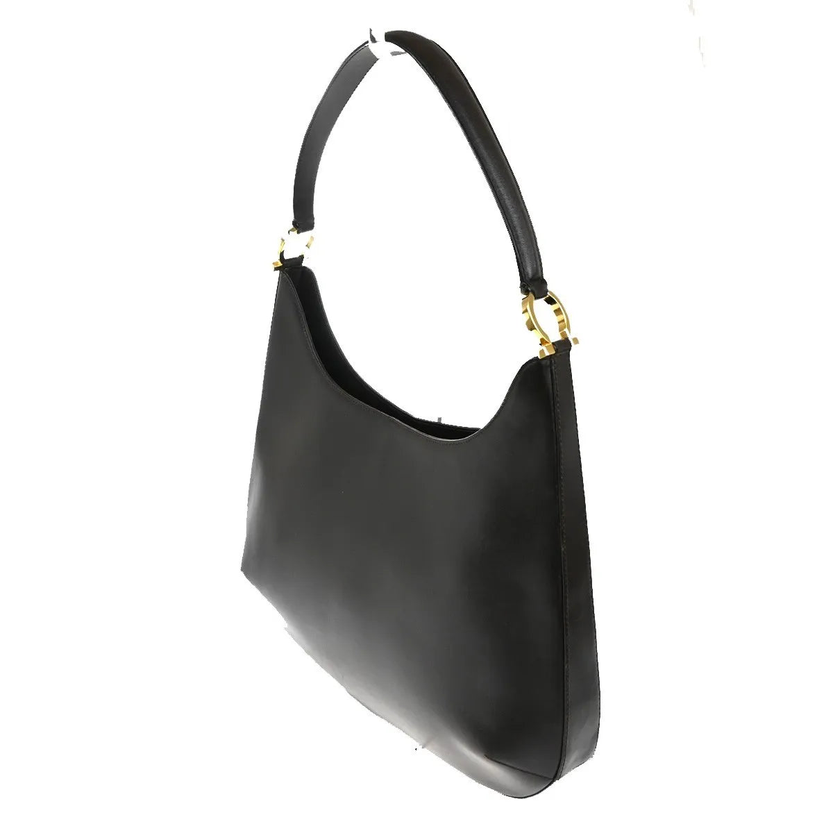 Salvatore Ferragamo Gancini Leather, Brown, Leather, Shoulder Bag