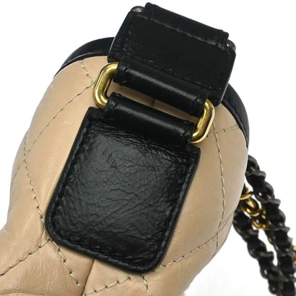 Chanel Bicolor Gabrielle Hobo Quilted Aged Calfskin, Beige, Leather, Shoulder Bag