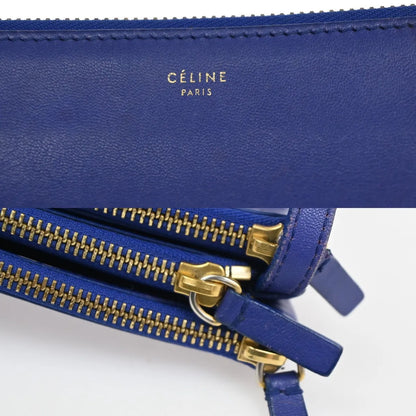 Celine Trio Leather, Blue, Leather, Shoulder Bag