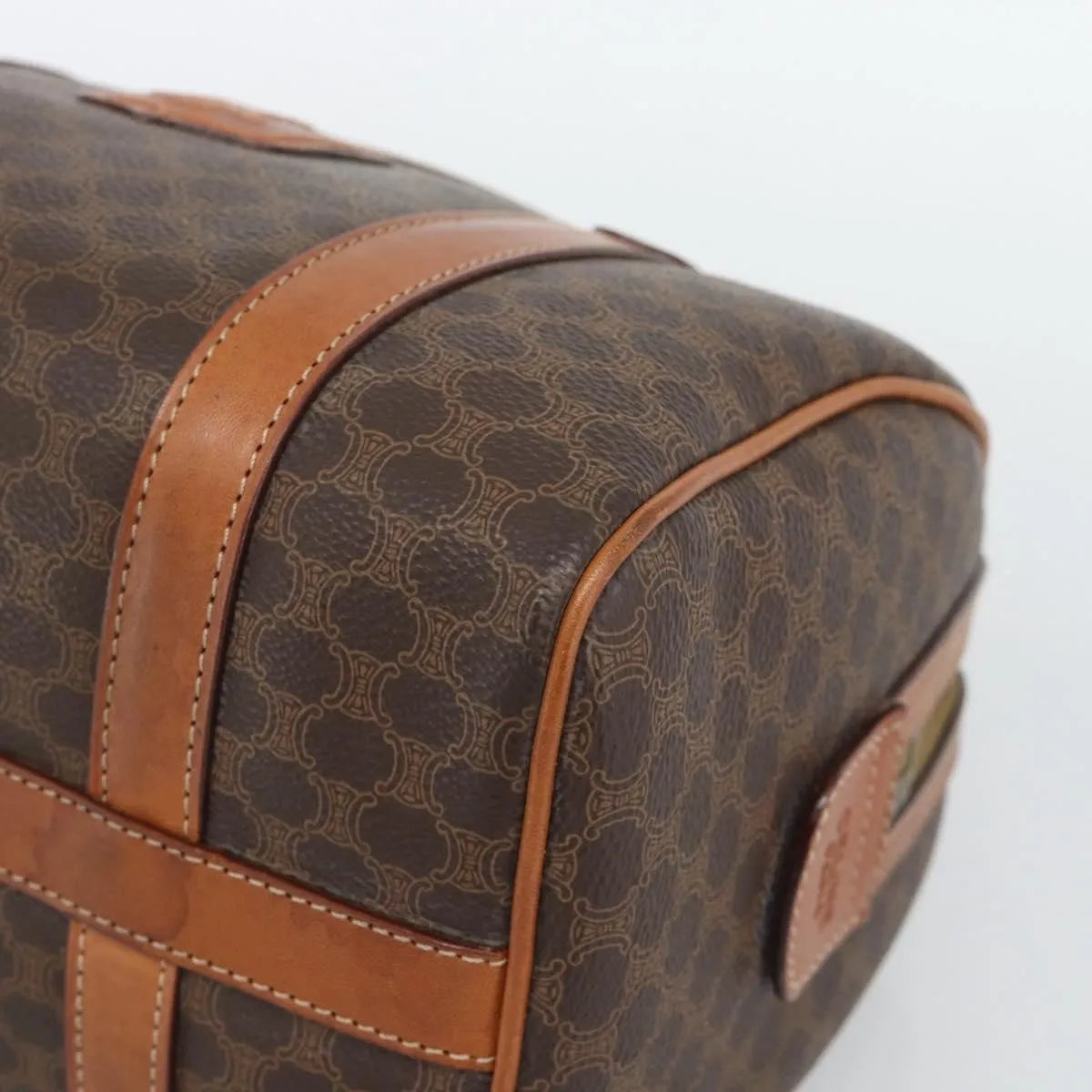Celine boston Macadam Canvas, Brown, PVC, Travel Bag