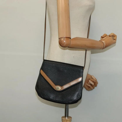 Christian Dior Vintage CD Flap Leather, Black, Leather, Shoulder Bag