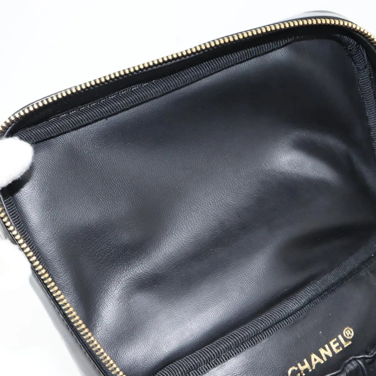 Chanel Vintage Timeless Cosmetic Case Patent, Black, Patent Leather, Handbag