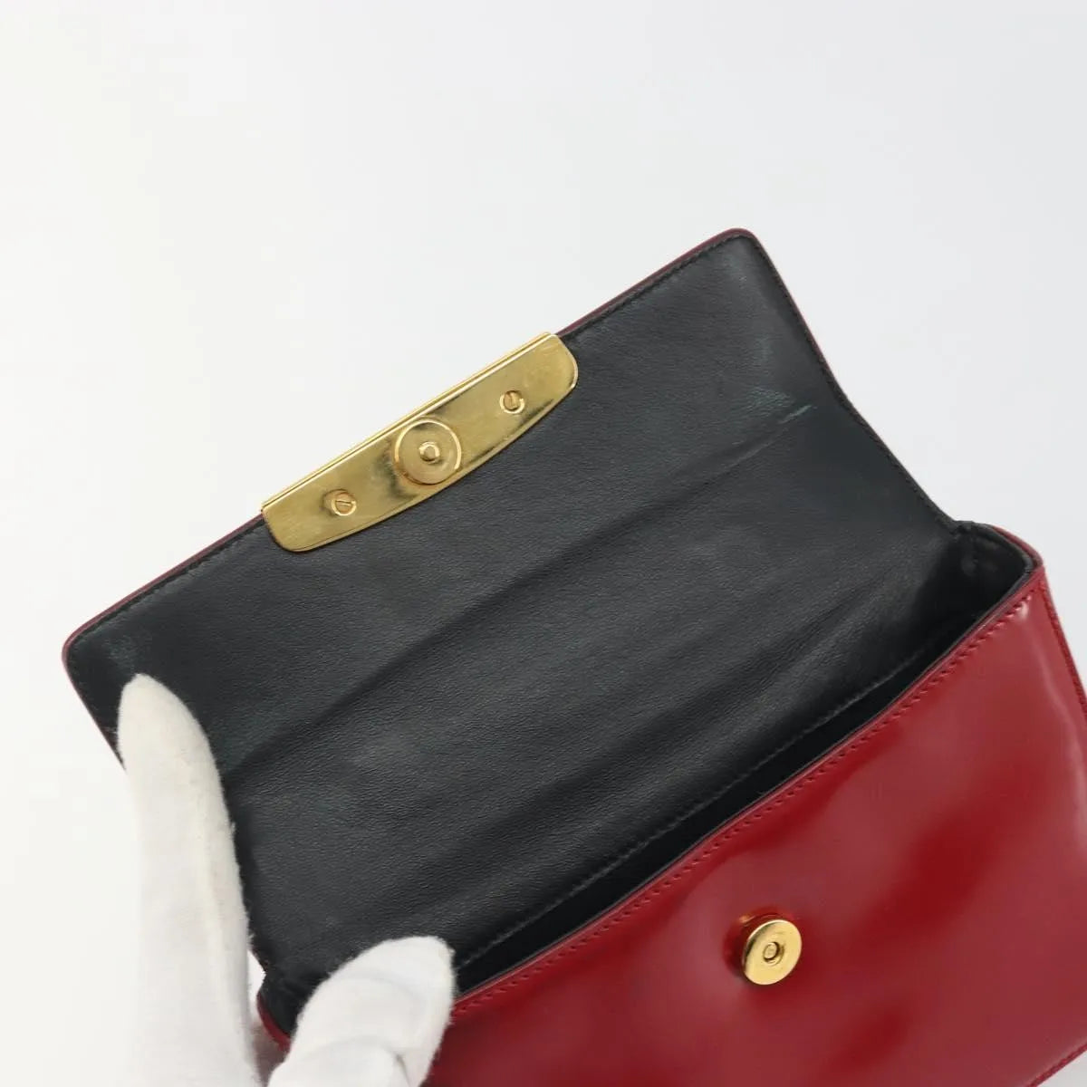 Prada Bow Top handle Leather, Red, Leather, Handbag