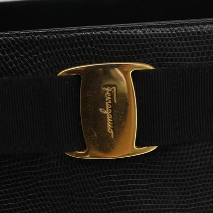 Salvatore Ferragamo Vintage Vara Bow Tote Lizard Embossed Leather, Black, Leather, Tote Bag