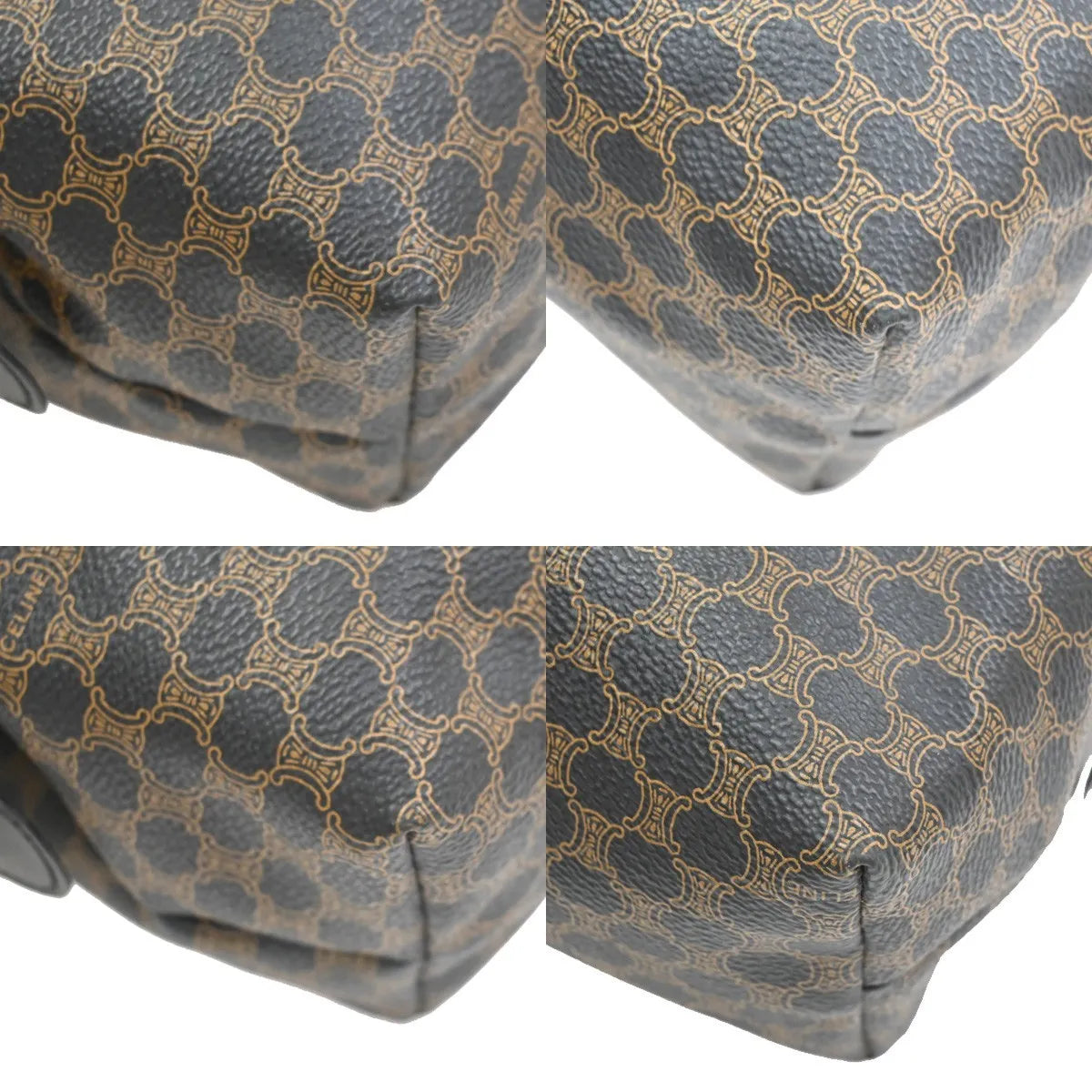 Celine Vintage Toiletry Macadam Coated Canvas, Brown, Canvas, Clutch
