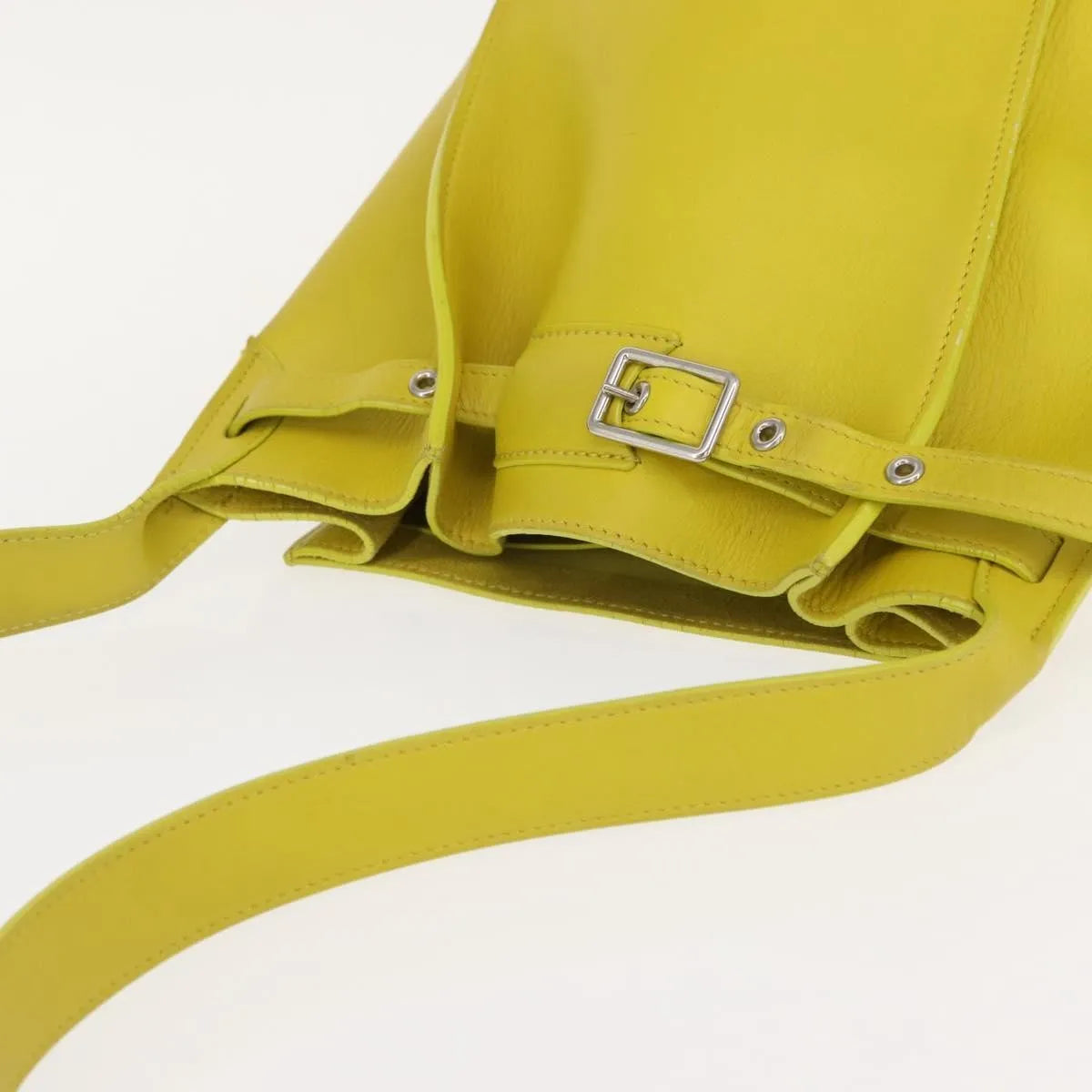 Celine Long Strap Big Bag Bucket Leather, Yellow, Leather, Handbag