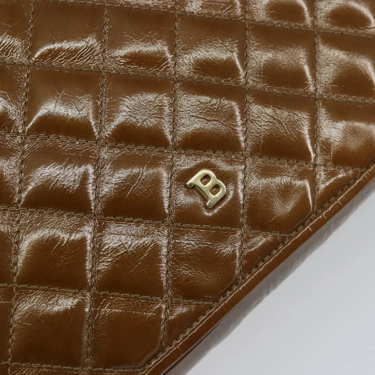 Bally Vintage Chain Quilted Patent leather, Brown, Patent Leather, Shoulder Bag