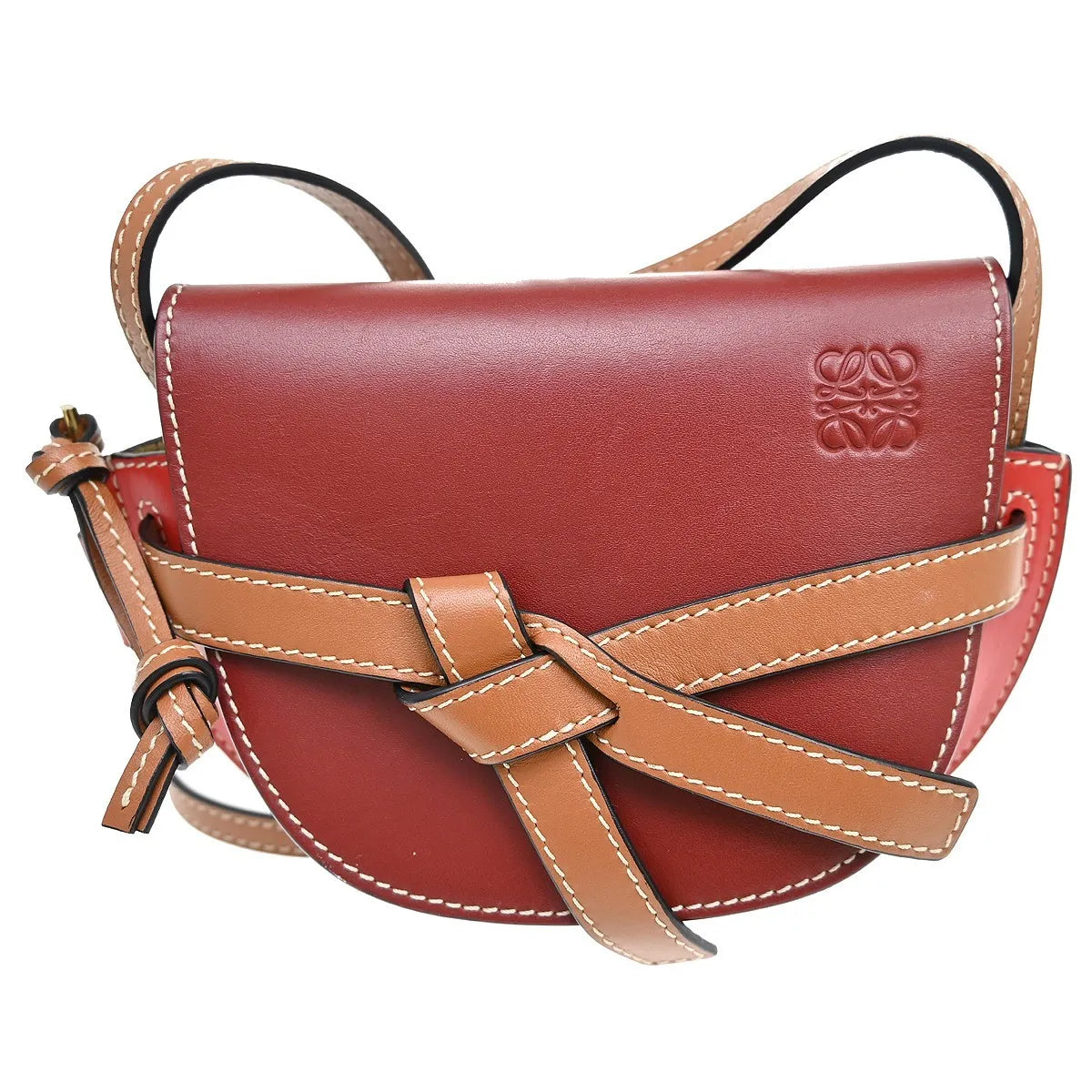Loewe Gate Leather, Burgundy, Leather, Shoulder Bag