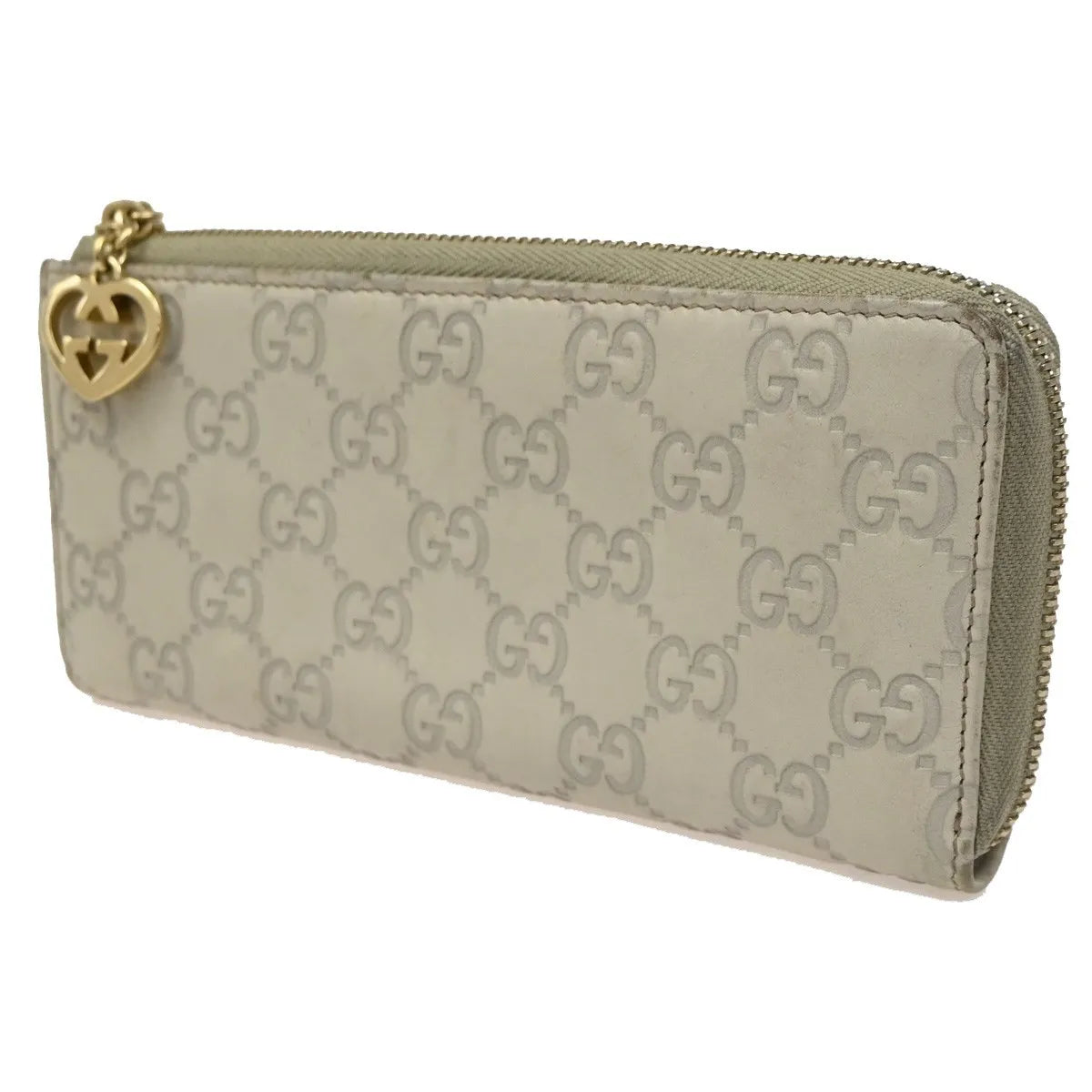 Gucci Interlocking G Zip Around Wallet (Outlet) Leather, Beige, Leather, Wallet