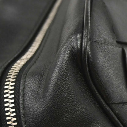 Bottega Veneta Zip Clutch Leather with Intrecciato Snakeskin Detail, Black, Leather, Clutch