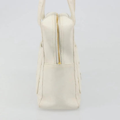 Chanel CC handbag Leather, White, Canvas, Handbag