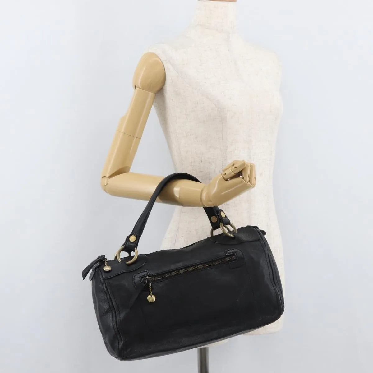 Celine vintage Leather, Black, Leather, Handbag