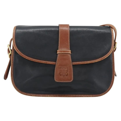 Celine Flap Shoulder Leather, Black, Leather, Shoulder Bag
