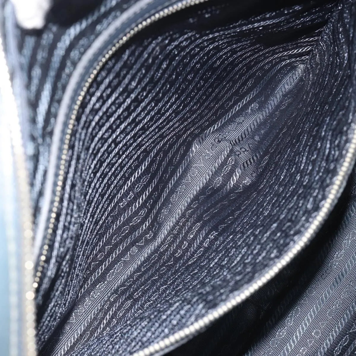 Prada Zip Around Saffiano Leather, Navy, Leather, Briefcase