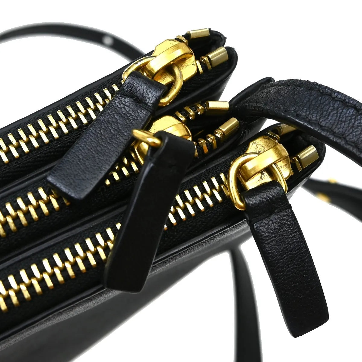 Celine Trio Leather, Black, Leather, Shoulder Bag