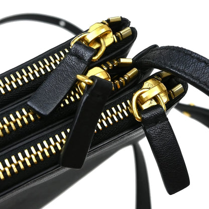 Celine Trio Leather, Black, Leather, Shoulder Bag