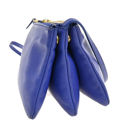 Celine Trio Leather, Blue, Leather, Shoulder Bag